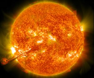 The sun with a corona mass ejection